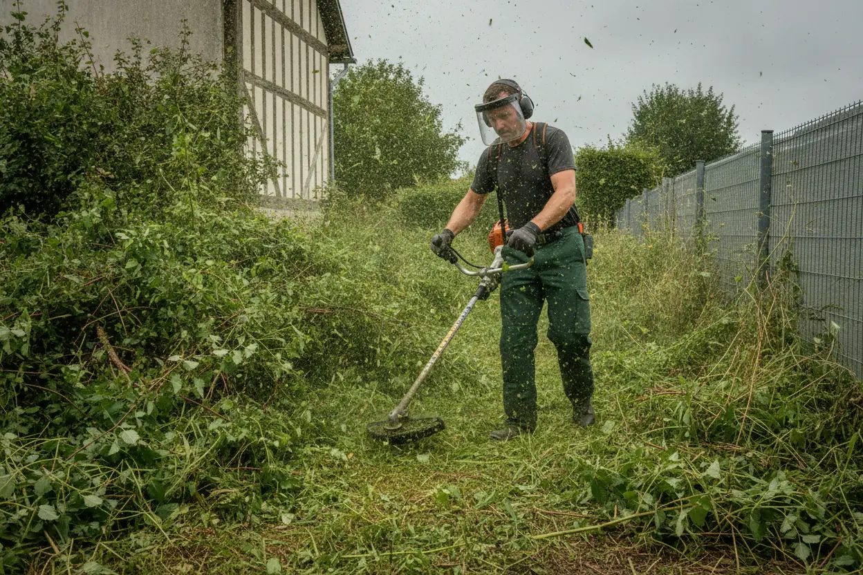 Débroussaillage d'un terrain en friche à Colombelles