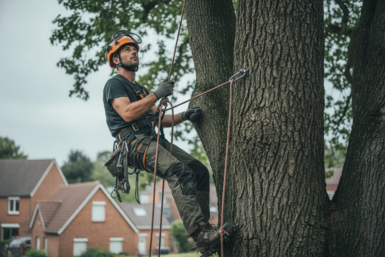 Élagueur grimpeur certifié à Caen: taille en hauteur sans nacelle, dans les arbres difficiles d'accès